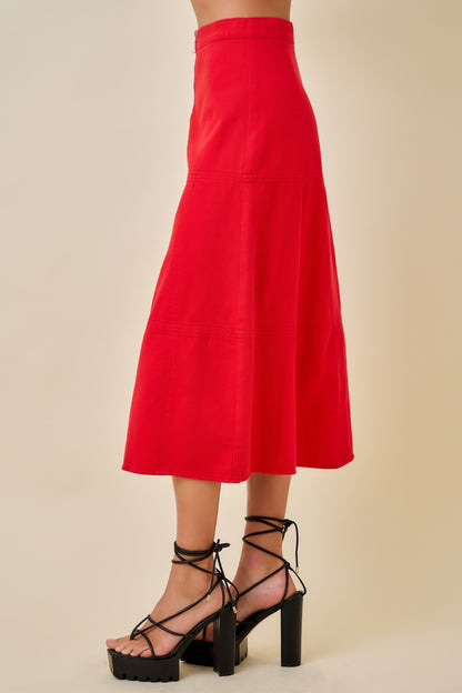 Front Zip Midi Skirt