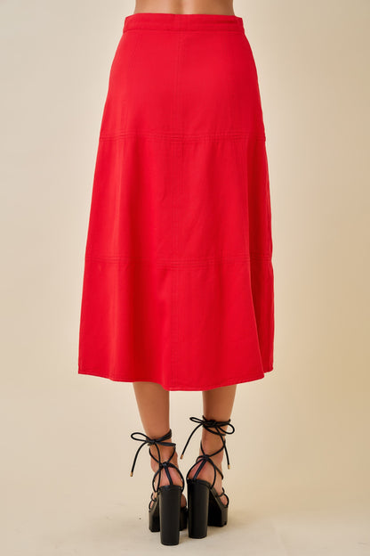 Front Zip Midi Skirt