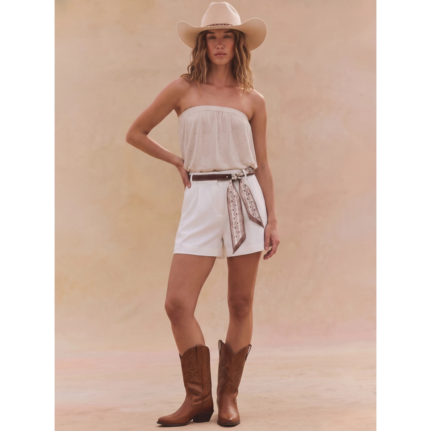 Shorts With Scarf Belt