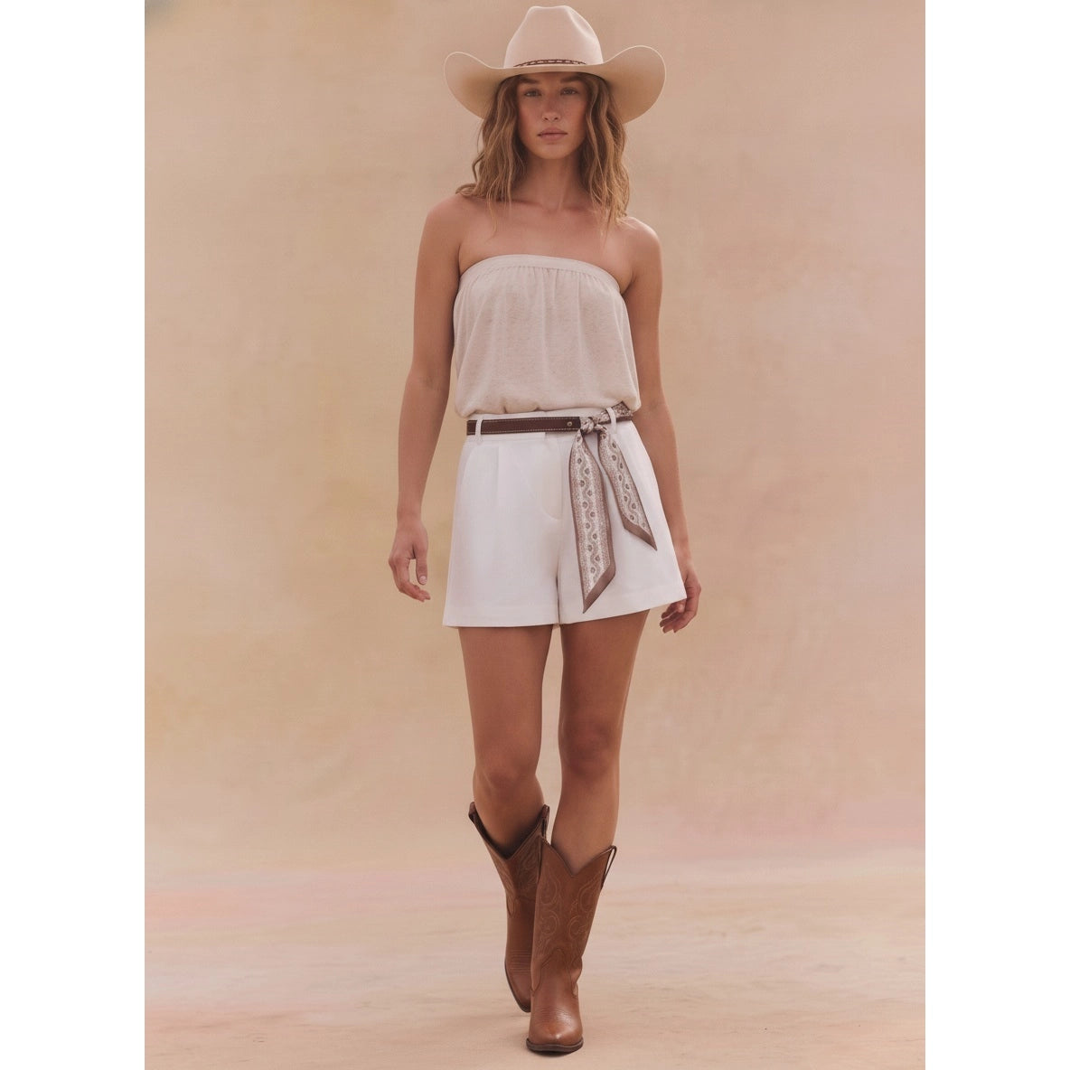 Shorts With Scarf Belt