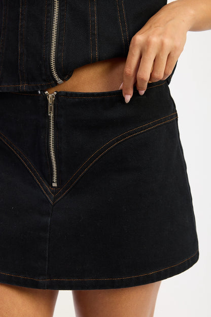 Zip Up Mini Skirt
