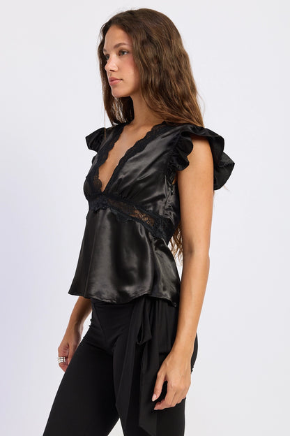 Lace Satin Top