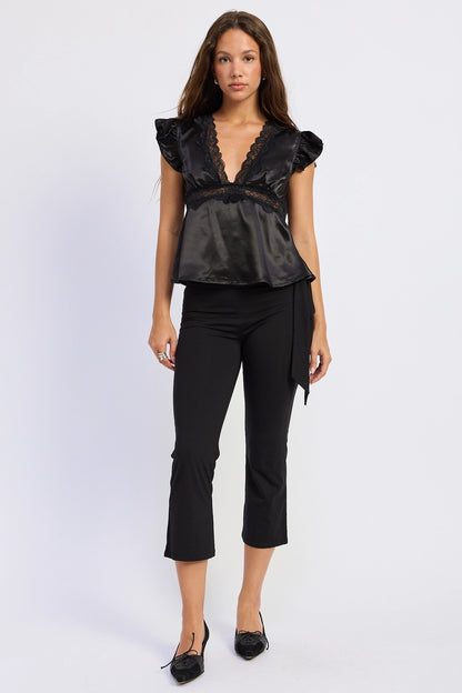 Lace Satin Top