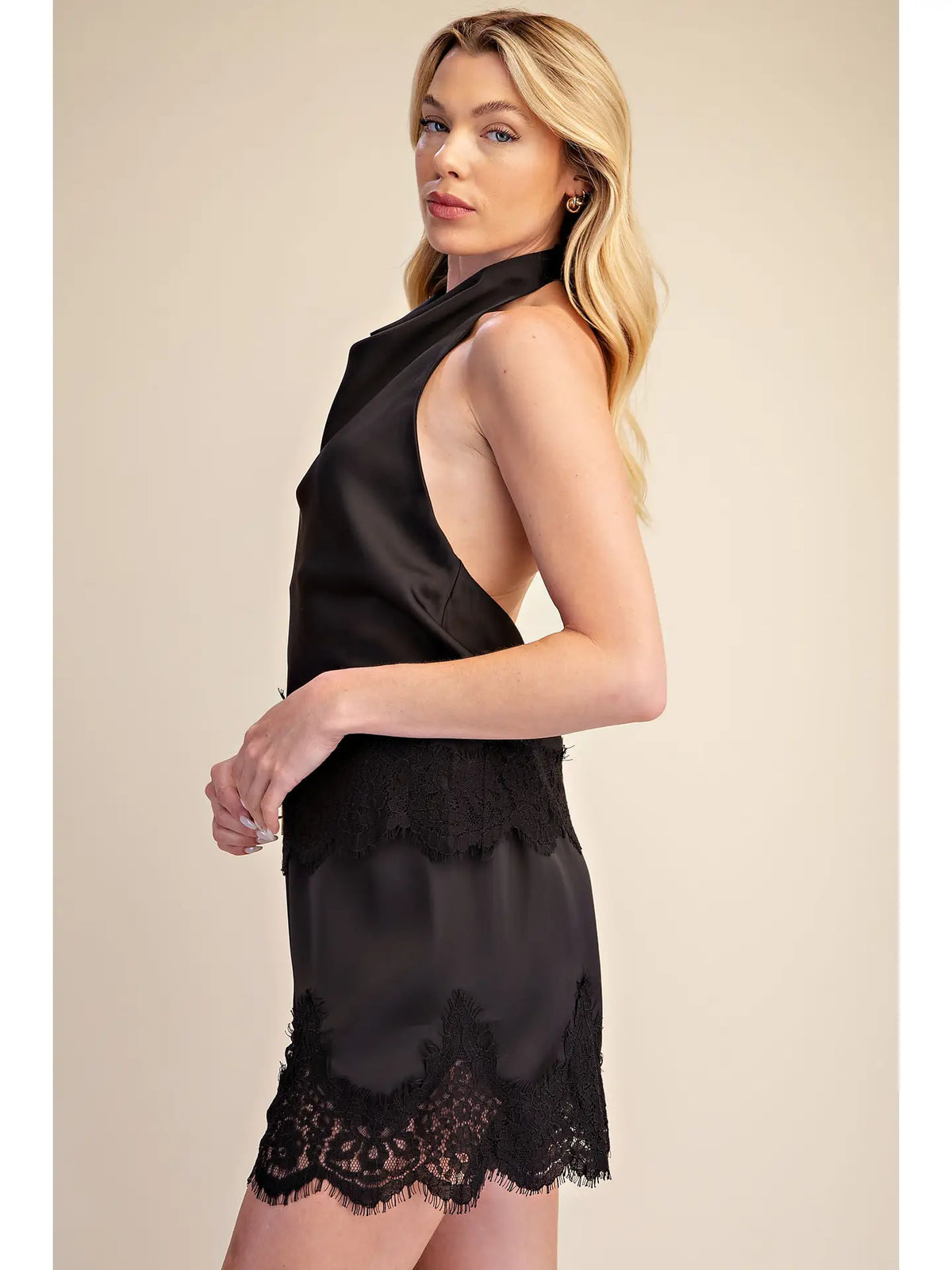 Halter Lace Trim Top