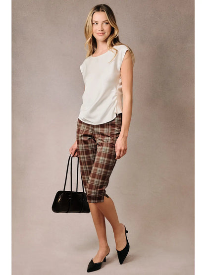 Boat Neck Pleated Top