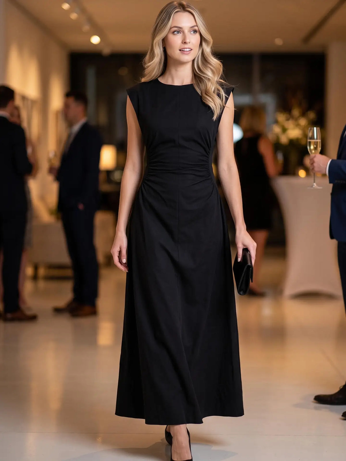 Ruched Waist Midi Dress