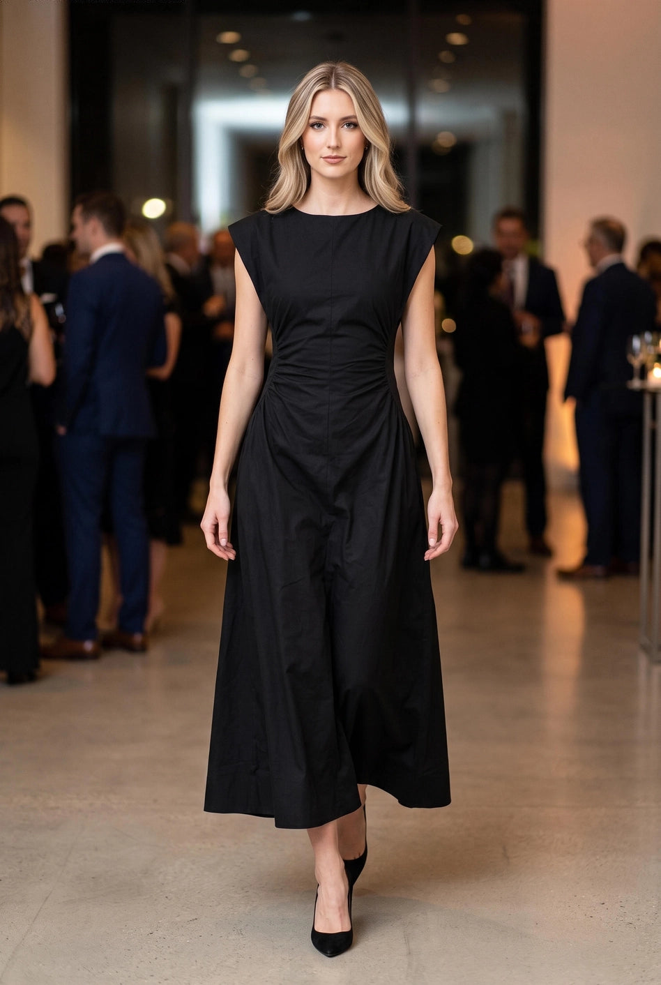 Ruched Waist Midi Dress
