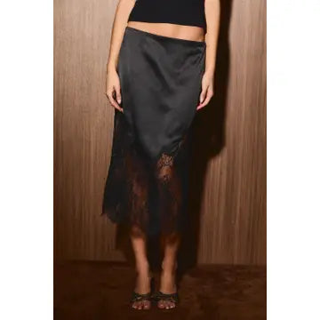 Lace Trim Midi Skirt