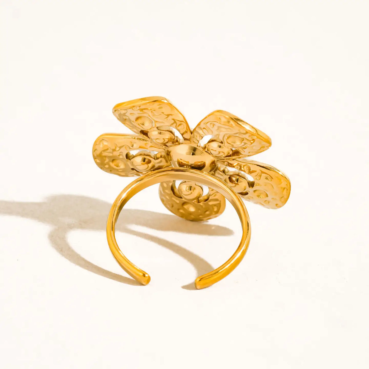 Eze 18K Gold Non-Tarnish Pearl Flower Statement Ring