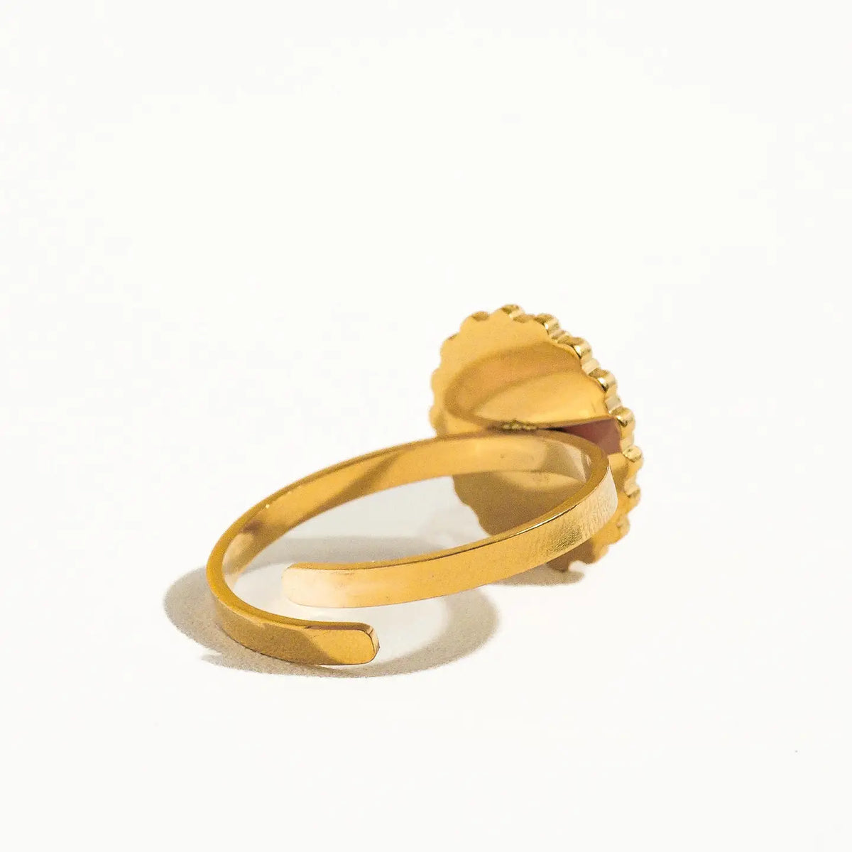Gypsy Rose 14K Gold Non Tarnish Adjustable Round Stone Ring