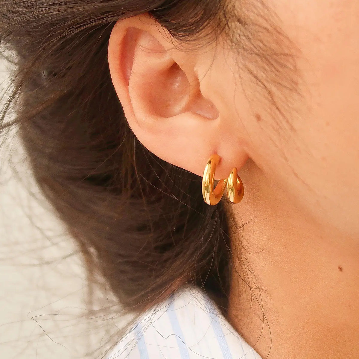 Non-Tarnish Double C Hoop Earring