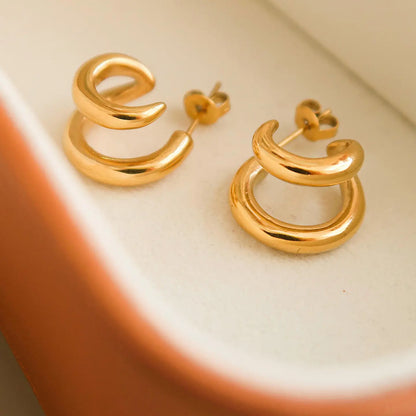 Non-Tarnish Double C Hoop Earring