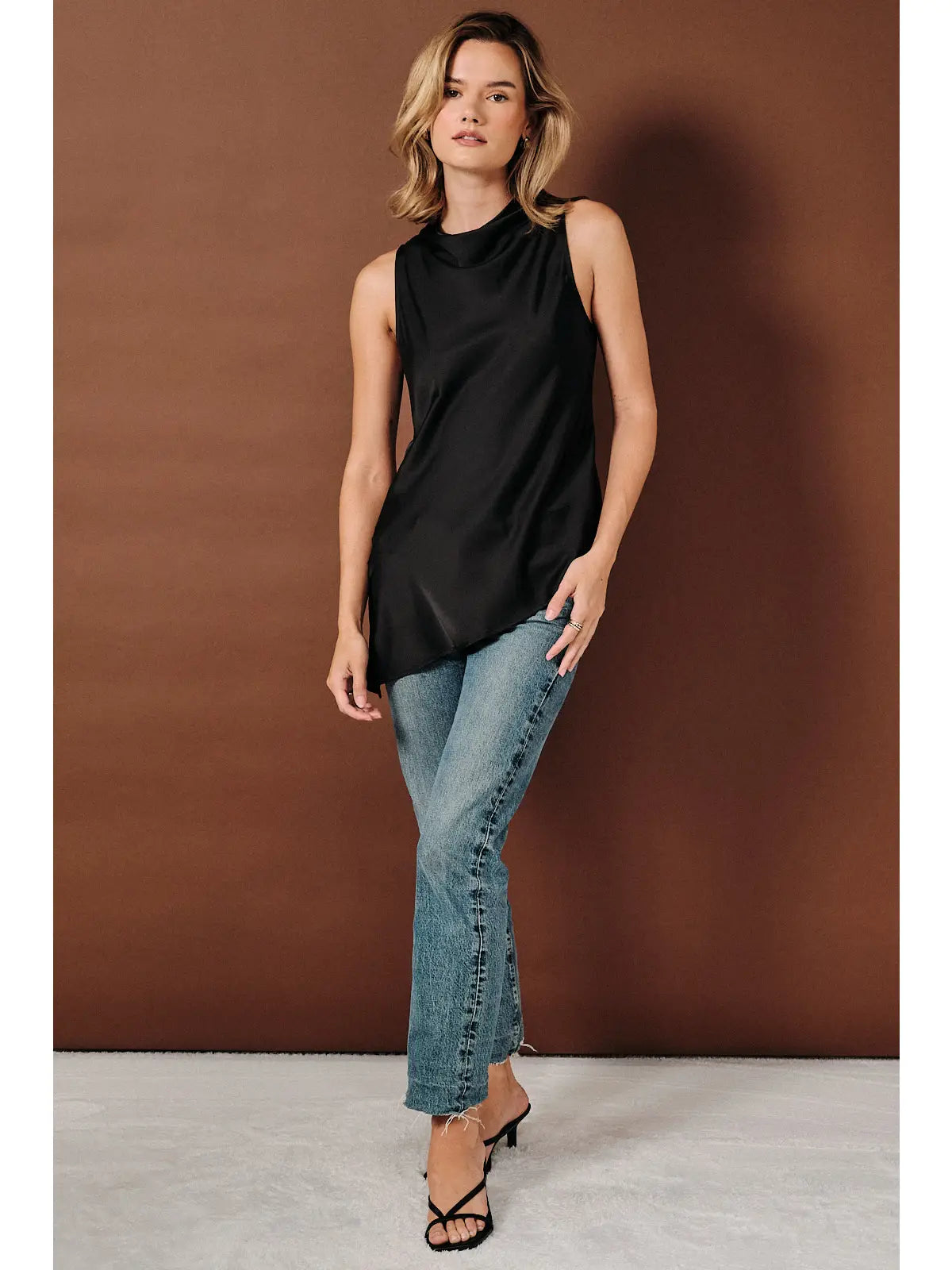 Satin Cowl Asymmetric Top