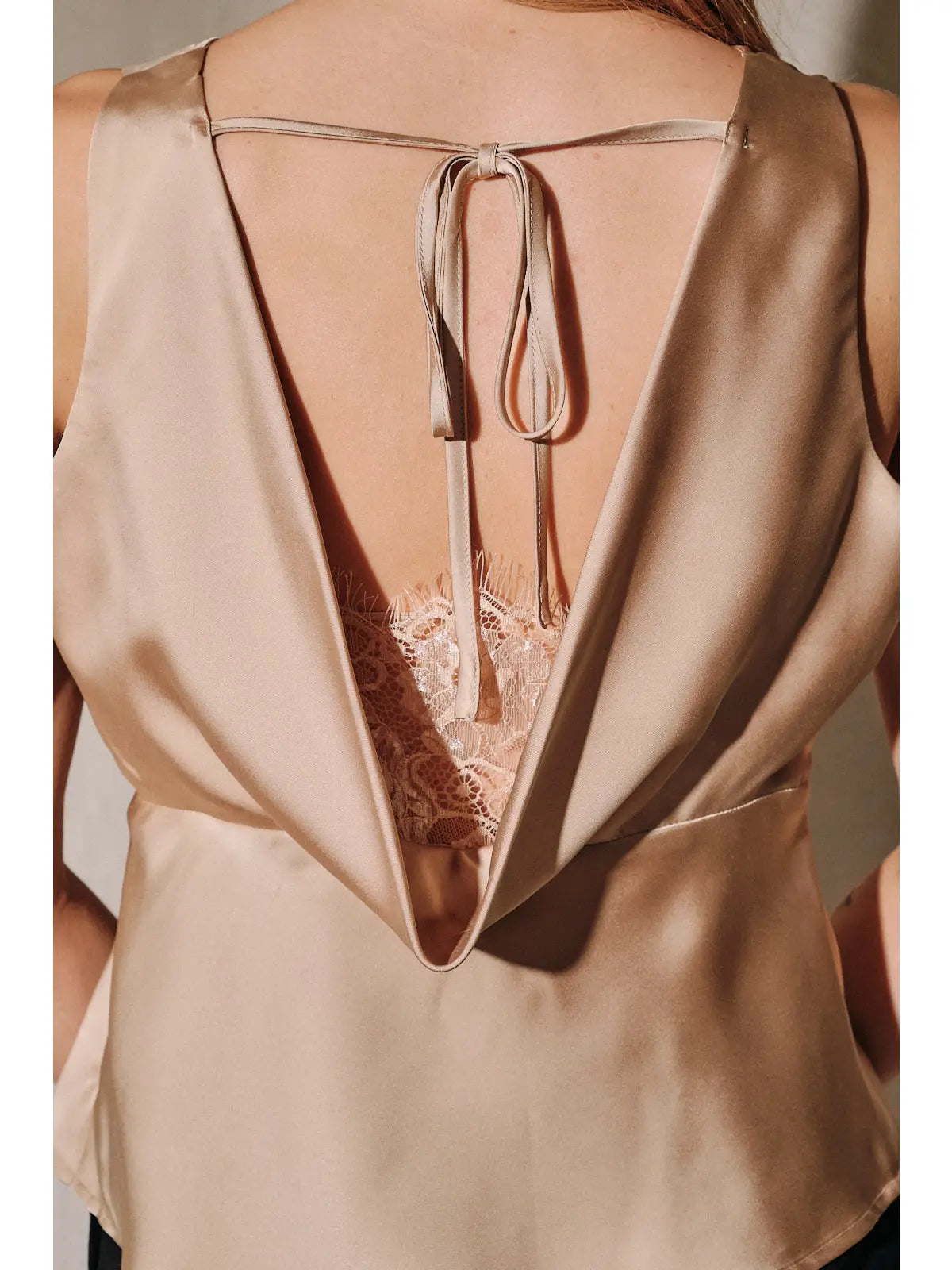 Boat Neck Back Lace Top