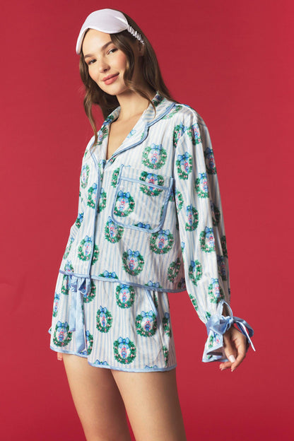 Wreath Nutcracker Pajama Top Set