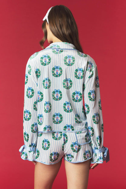 Wreath Nutcracker Pajama Top Set