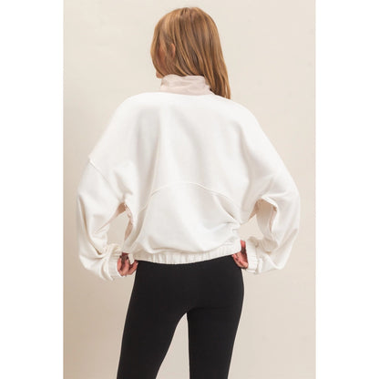 Contrast Button-Up Pullover