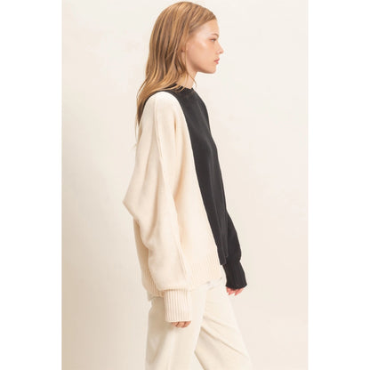 Two-Tone Knit Sweater