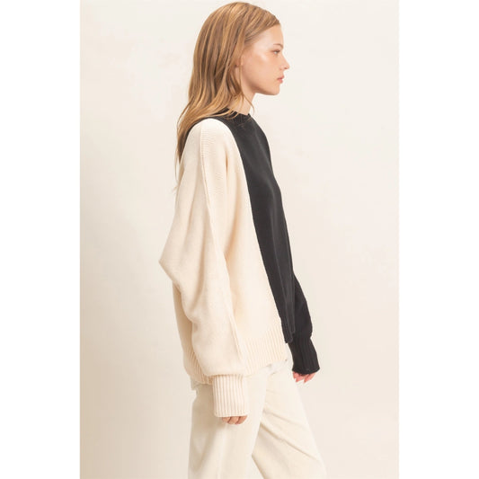 Two-Tone Knit Sweater