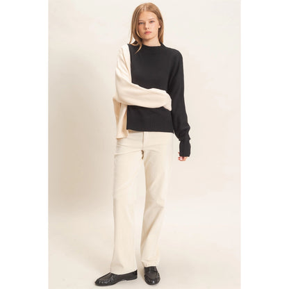 Two-Tone Knit Sweater