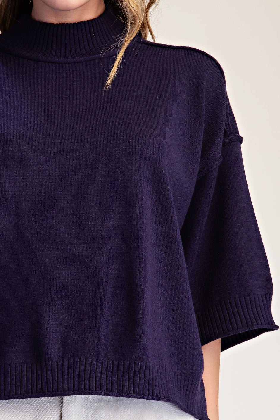 Mock Neck 3/4 Sleeve Sweater