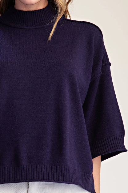 Mock Neck 3/4 Sleeve Sweater