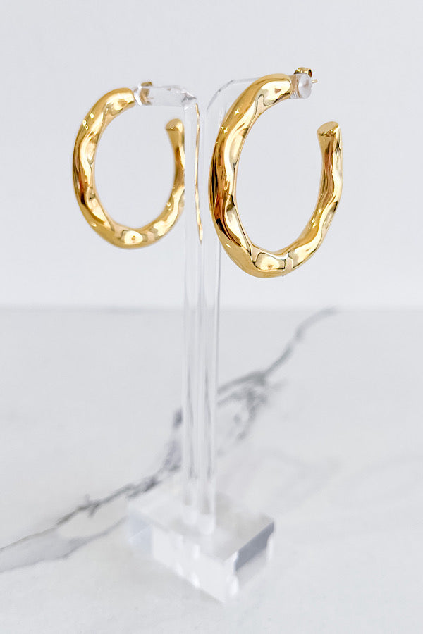 Hammered Gold Hoop Earrings Waterproof Collection