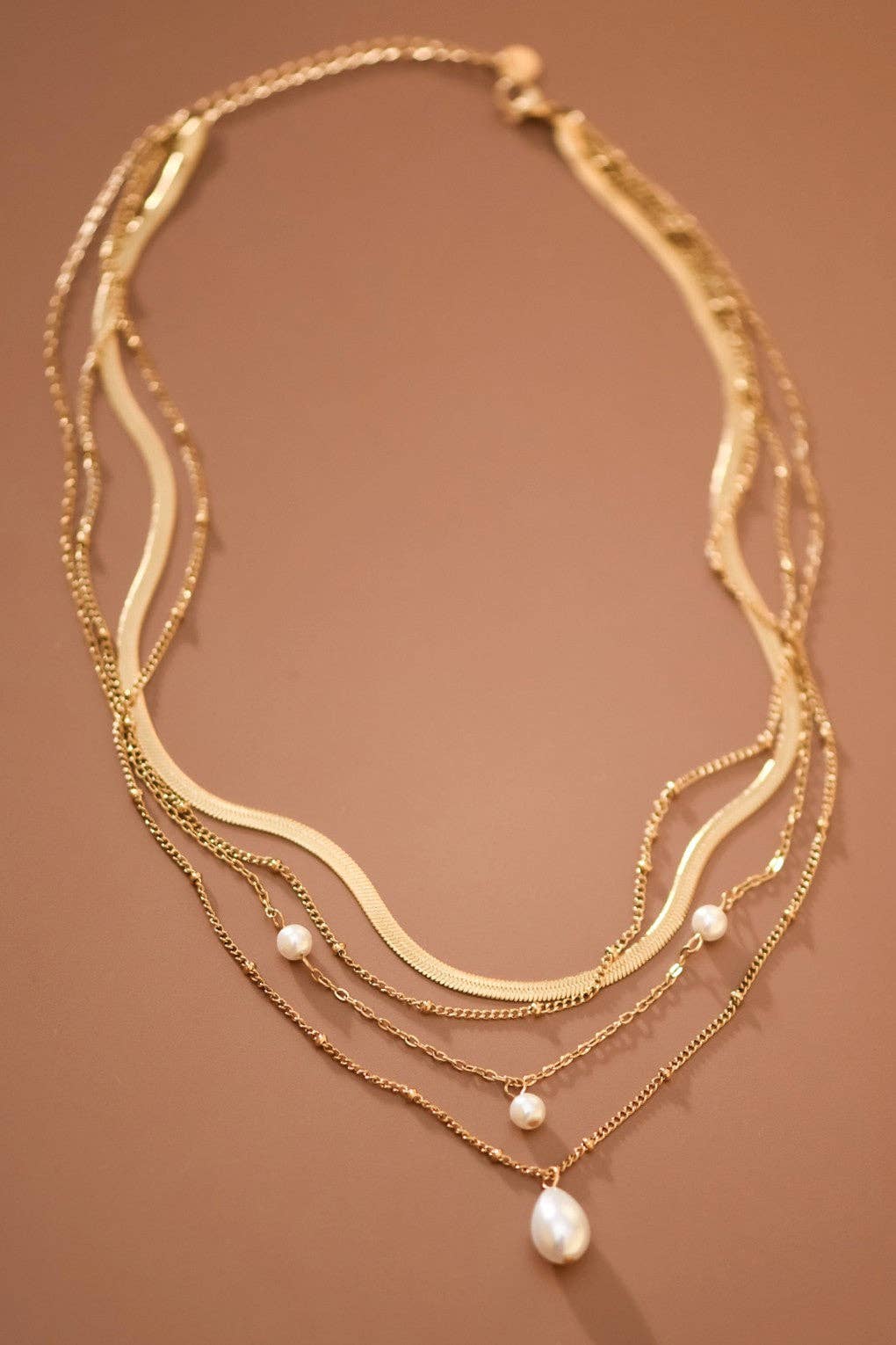Non Tarnish Four Pearl Necklace