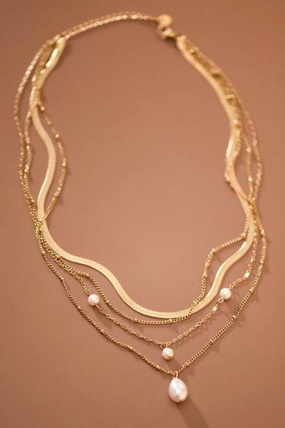 Non Tarnish Four Pearl Necklace