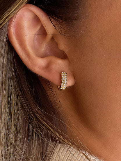 Non-Tarnish CZ Pave Huggie Earrings
