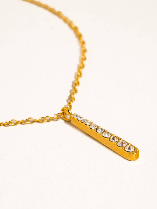 Non-Tarnish CZ Vertical Bar Necklace