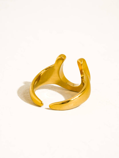 18K Gold Non-Tarnish CZ Horseshoe Ring