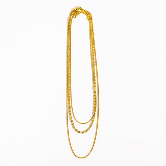 Non Tarnish Three Chain Necklace