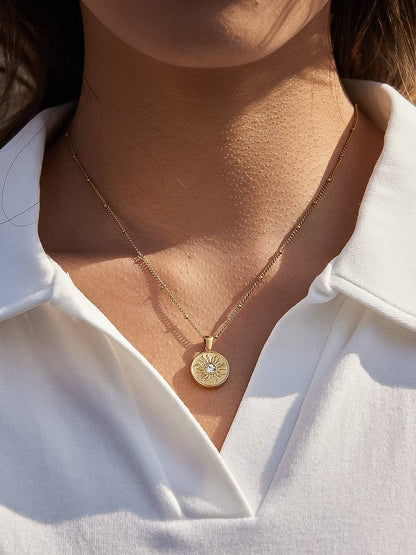 Non-Tarnish Sun Medallion Necklace