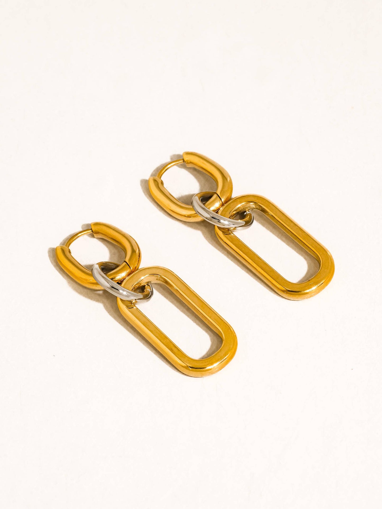 Non-Tarnish Two Tone Link Earrings