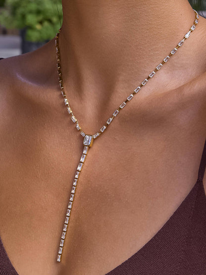Cieline Non-Tarnish CZ Lariat Necklace