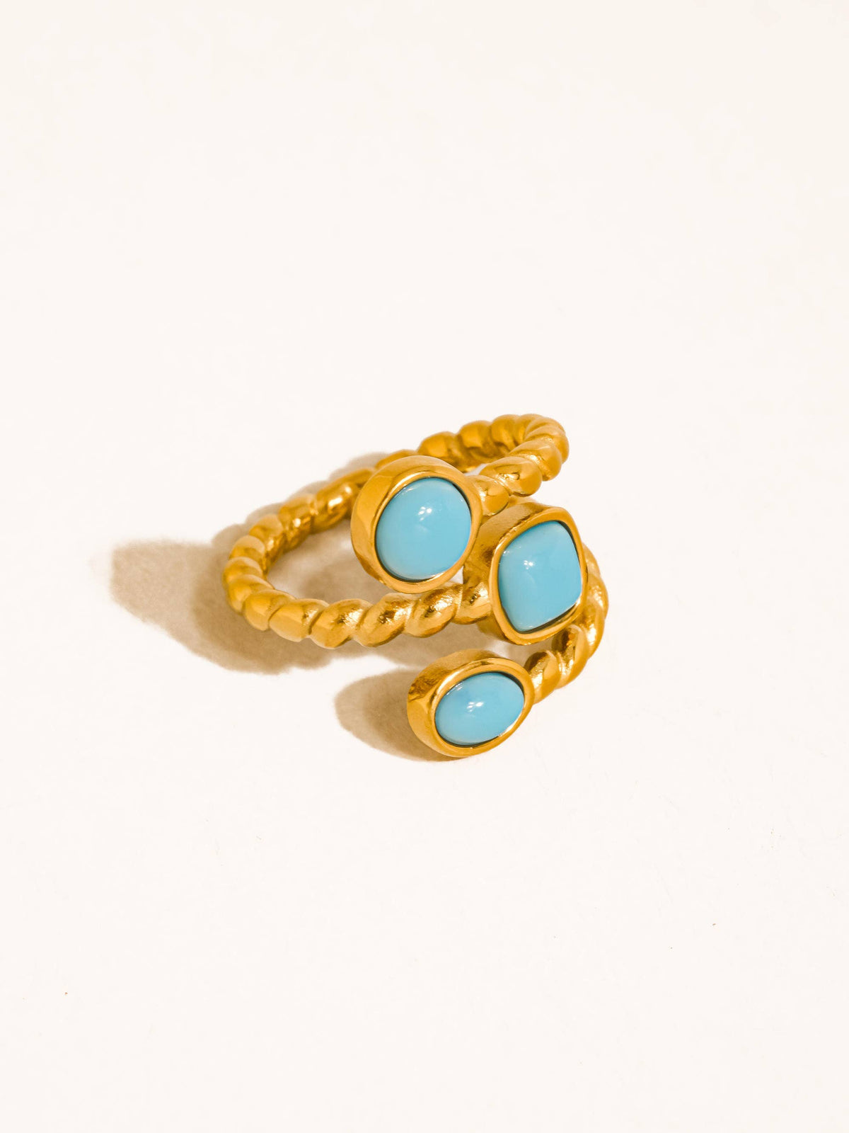 Tansia 18K Gold Non-Tarnish Natural Stone Statement Ring