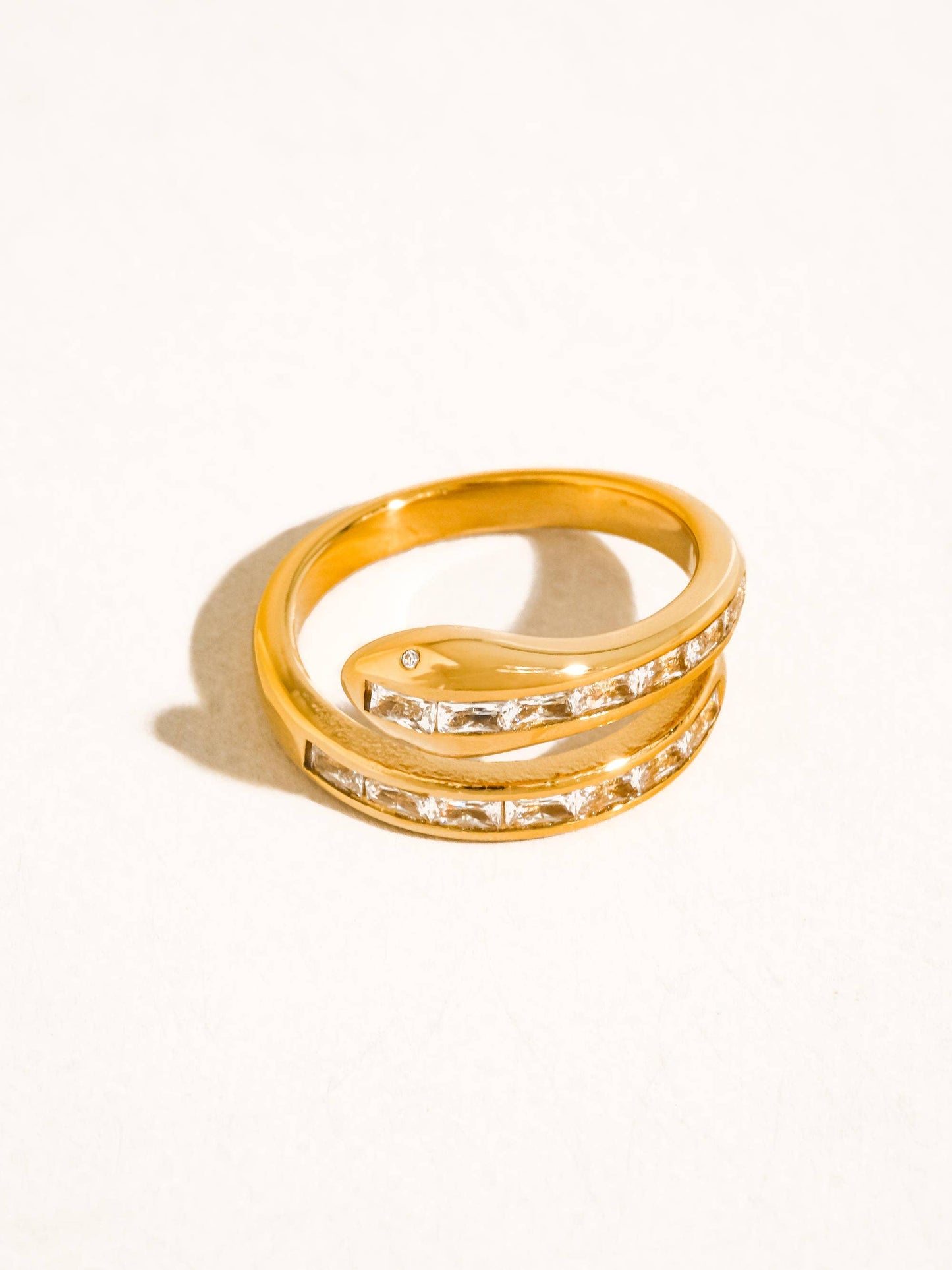 Verton 18K Gold Non-Tarnish Snake CZ Ring