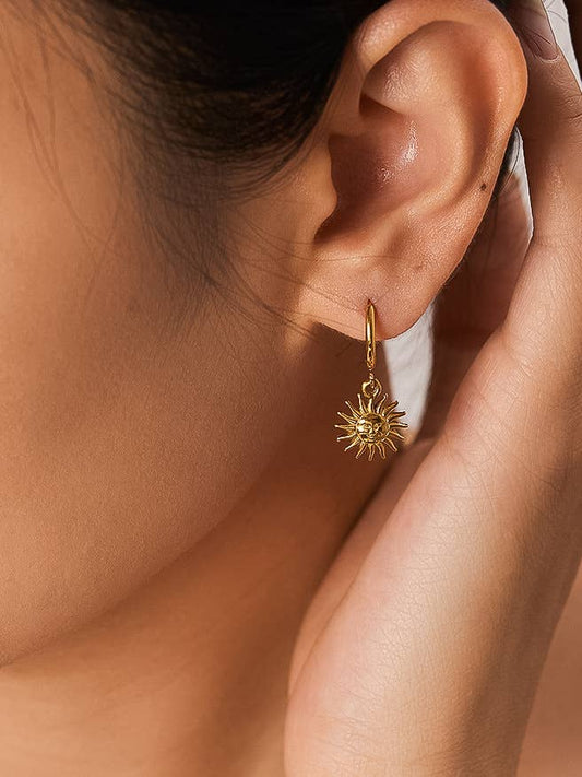 Non-Tarnish Sun hoop Earring