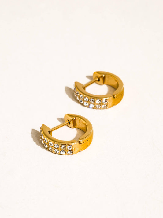 Non-Tarnish CZ Pave Huggie Earrings