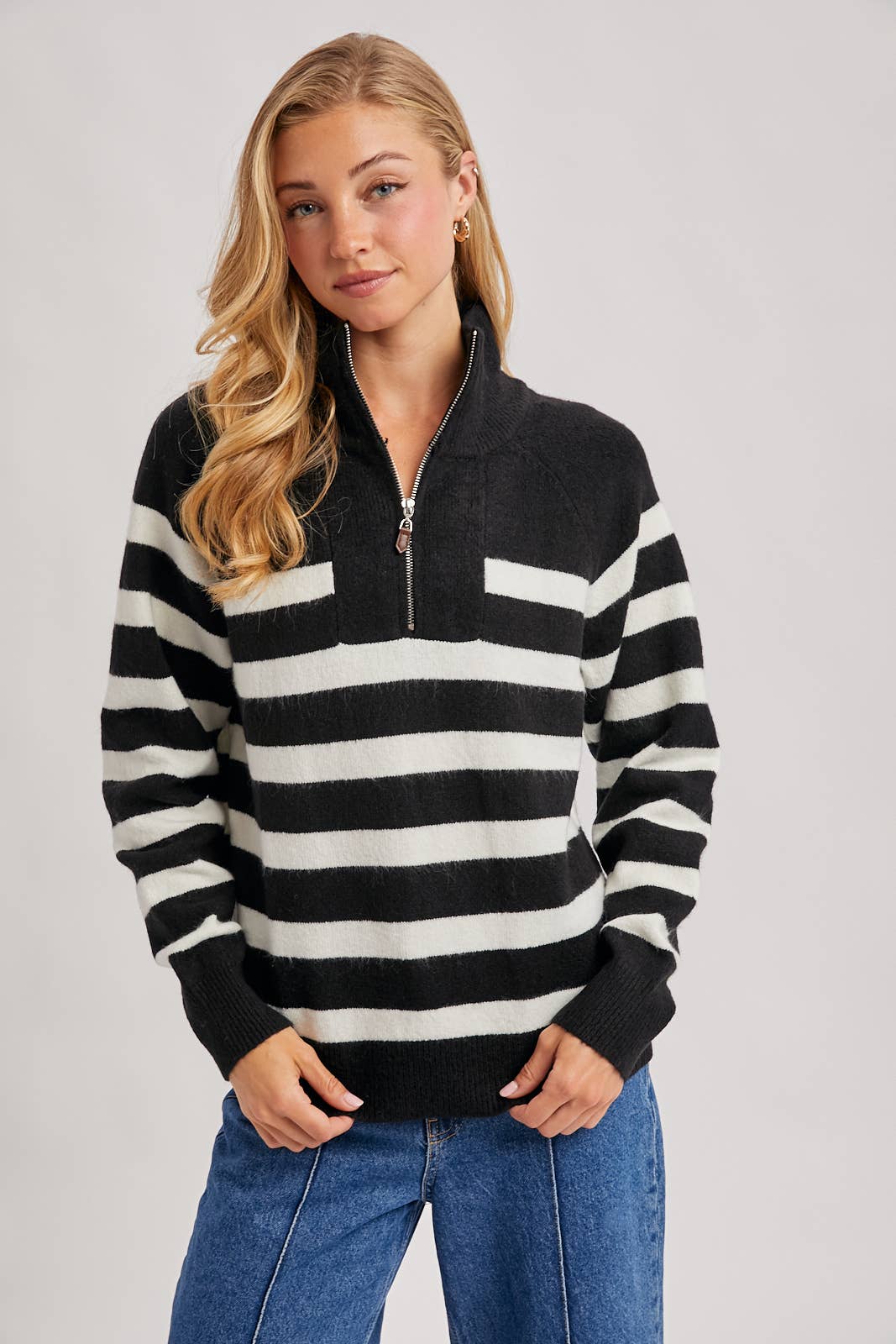 Stripe Half Zip Sweater