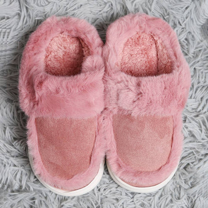 Faux Suede Fuzzy Slippers