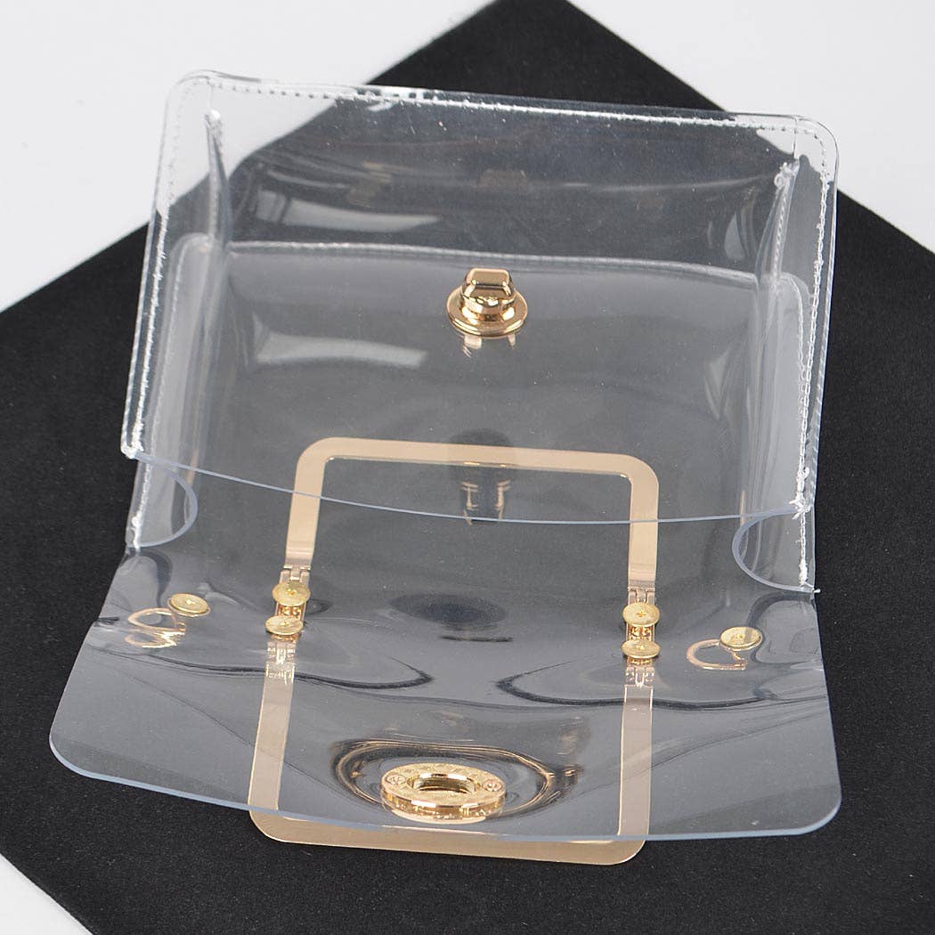 Transparent Metal Handle Bag W/ Pouch