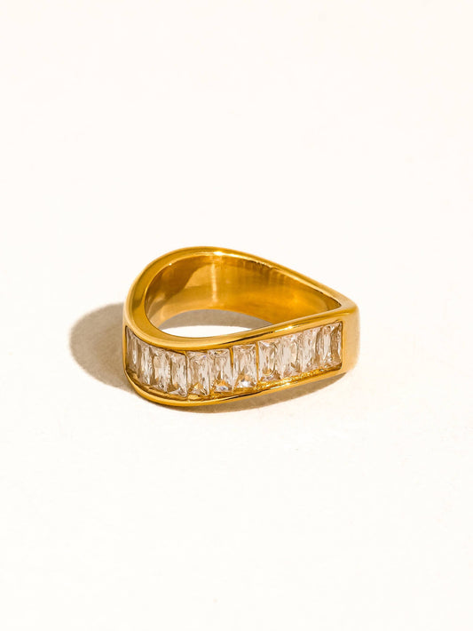 Calyxe 18K Gold Non-Tarnish CZ Baguette Band Ring