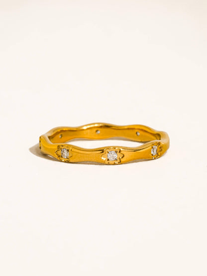 Vendome 18K Gold Non-Tarnish CZ Starburst Ring