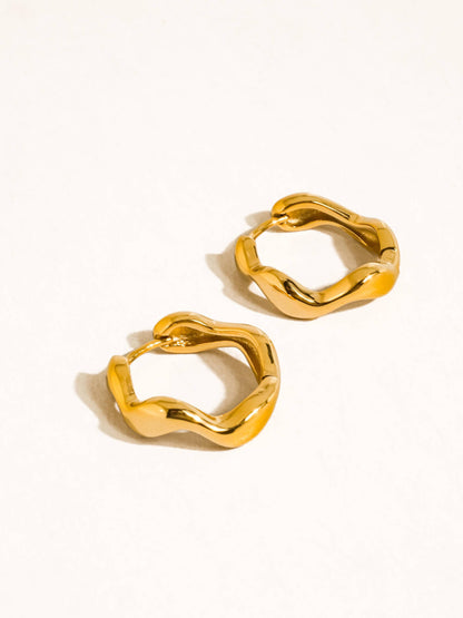 Non-Tarnish Wavy Hoop Earrings