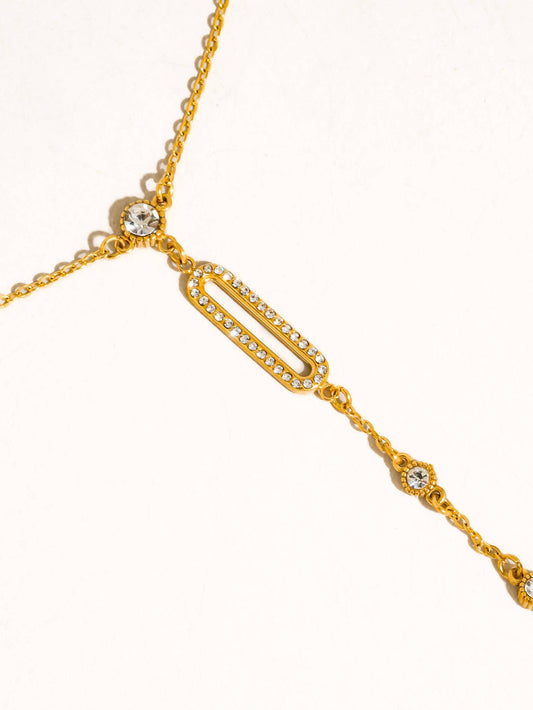 Non-Tarnish CZ Drop Bar Necklace