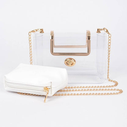 Transparent Metal Handle Bag W/ Pouch