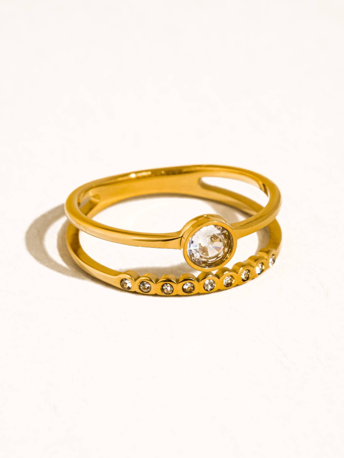 Roséa 18K Gold Non-Tarnish Stack Stone Ring