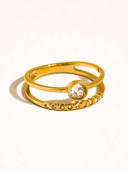 Roséa 18K Gold Non-Tarnish Stack Stone Ring